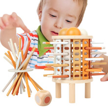 Wooden Blocks Stacking Game, Tower Toy for Skill Development, Fun for Kids Ages 36
