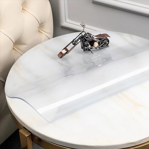 Transparent PVC Round Tablecloth 65cm Diameter 3mm Thick Heat Resistant Matte Finish Dining Table Protector 1