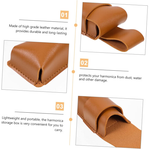 Leather Harmonica Protective Cover, Quality Waterproof Storage Case for Blues and Jazz Harmonicas 2