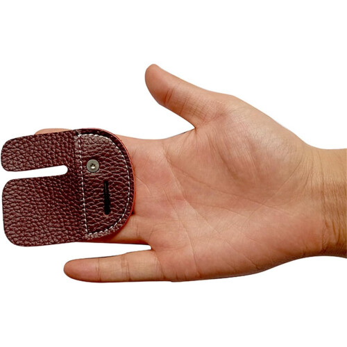 Leather Finger Guard DualLayer Finger Tab Protector Protective Pad For RightHand Brown 2