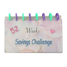 52Week Money Saving Challenge Binder Cash Envelope Budget Planner for Finance Goals, Reusable PVC Organizer
