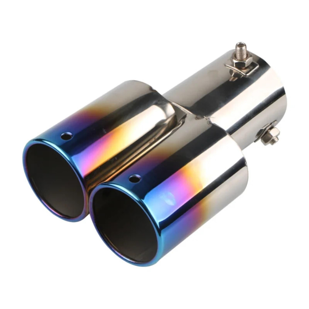 Car Tailpipe Universal Stainless Steel Exhaust Tips Doublepipe Muffler Tail Finish 2Pack Blue 9001264417734