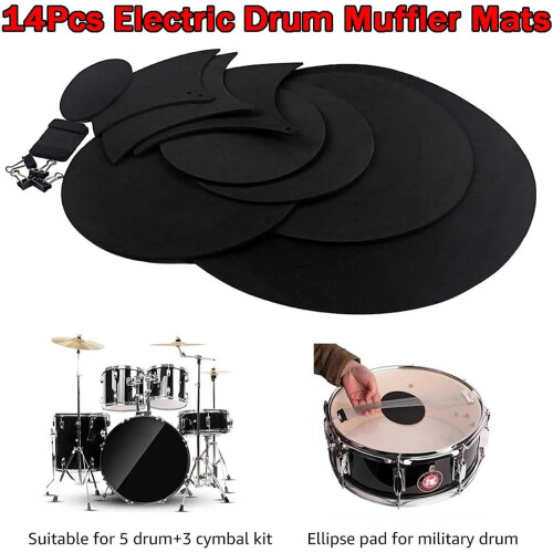 Drum Mute Pad 14 Pieces Rubber Quiet Silencer for Drumming Practice Pad Black 1
