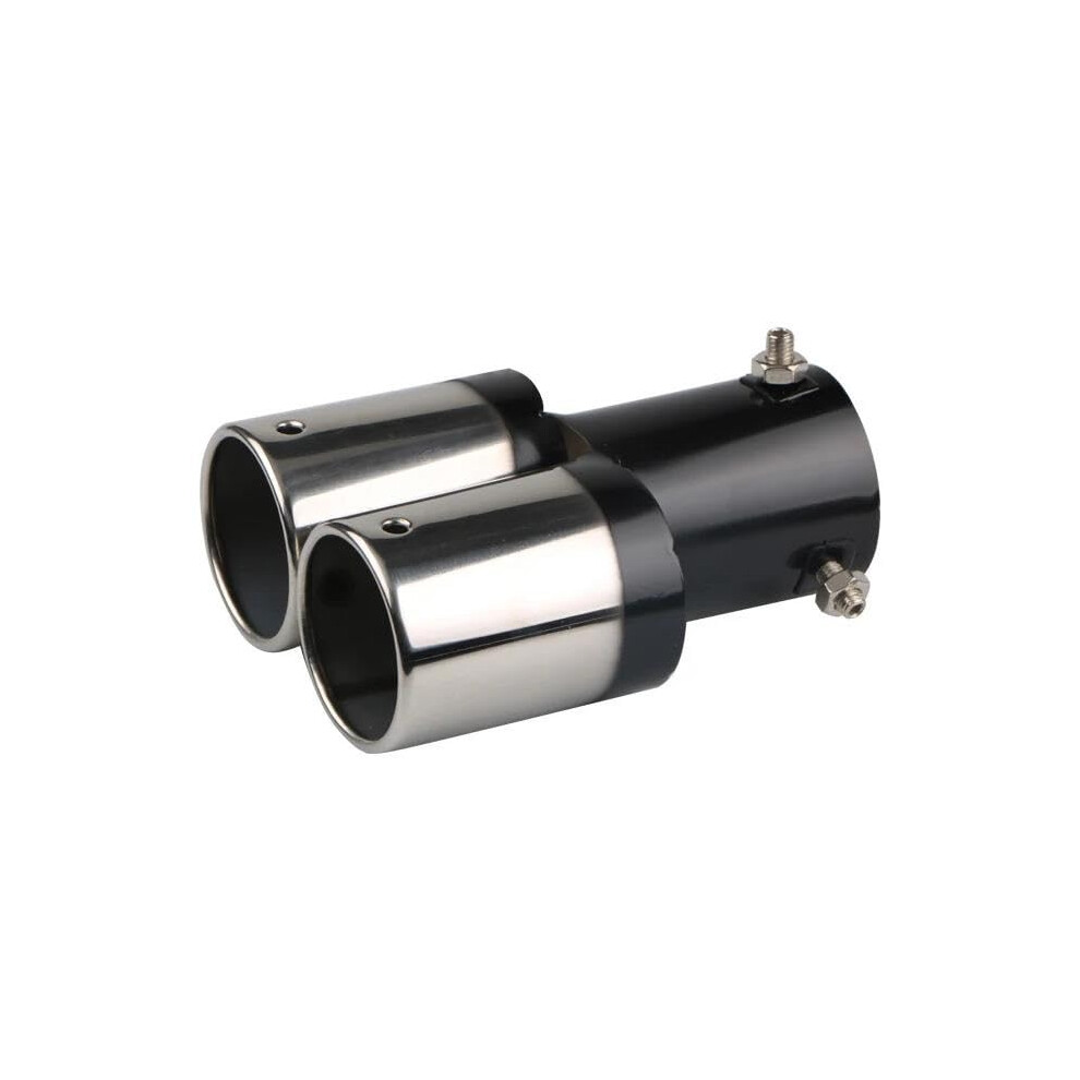 Tail Pipe Universal Exhausts 1.52.3 Inch Inlet Dual Pipe Chrome Trim Double Muffler Tips Straight Tailpipe Silver 9323874531090