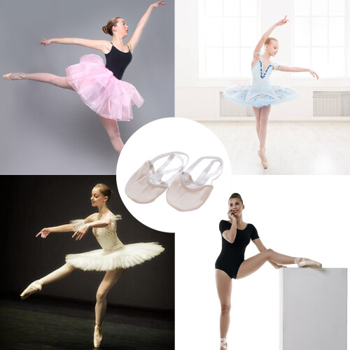 Stylish Canvas Ballet Shoes, Flexible Half Sole Design 2