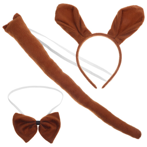 3 Pezzi Costume con Cappello Orecchie Marrone