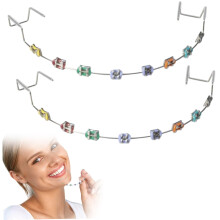 2pcs Clip on Braces Secure Colorful Stainless Steel Fashion Clamps Teeth Decoration with Metal Wires and Orthodontic Ligature Ties