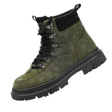 Leather Boots Men's Winter Waterproof NonSlip Outdoor Boots Green UK 7 LaceUp SlipOn Hiking Ankle Boots