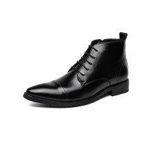 Men's Leather Boots Ankle Boots LaceUp Block Heel Waterproof Black UK 9.5 Short Boots Suit Boots Office