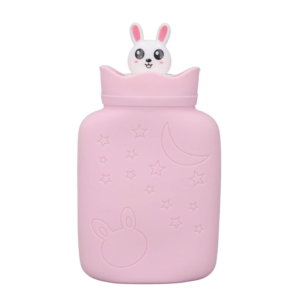 Hot water bottle, microwave heating, silicone hot water bottle for travel and pain relief (PINK)