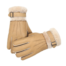 Guantes de invierno para hombre con forro polar, confección en piel de oveja resistente al agua y puntas compatibles con pantallas táctiles,