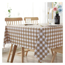 Waterproof Tablecloth Woven PVC Oilproof Khaki 90x90cm Rectangular Dining Kitchen Cover