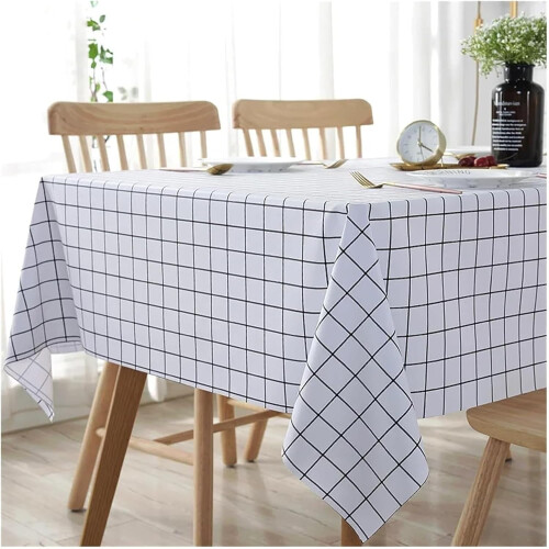Waterproof Tablecloth Woven PVC Oilproof Khaki 90x90cm Rectangular Dining Kitchen Cover 2