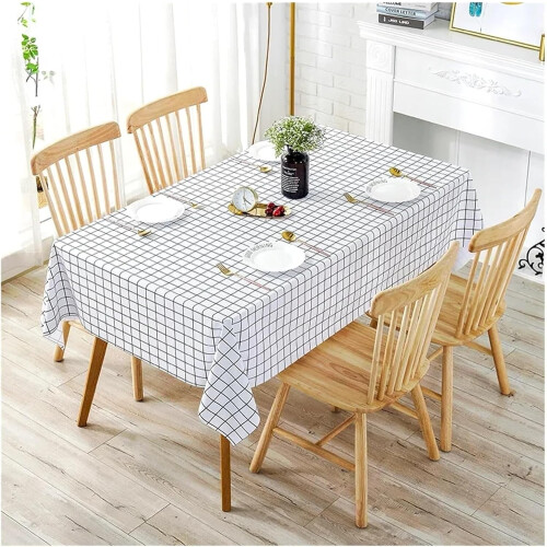 Waterproof Tablecloth Woven PVC Oilproof Khaki 90x90cm Rectangular Dining Kitchen Cover 1
