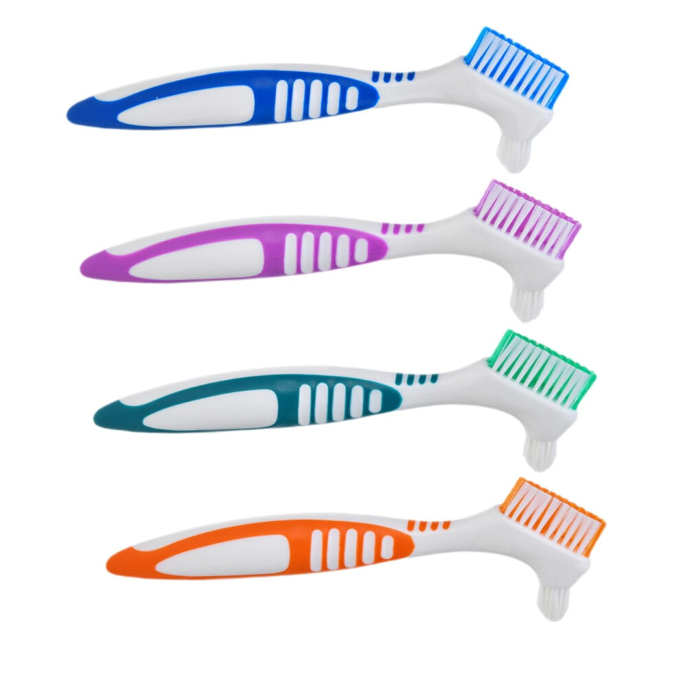 4 Pieces Denture Cleaning Brushes DoubleSided Toothbrushes for Artificial Teeth Soft Bristles for Thorough Oral Health Care Vibrant Colors