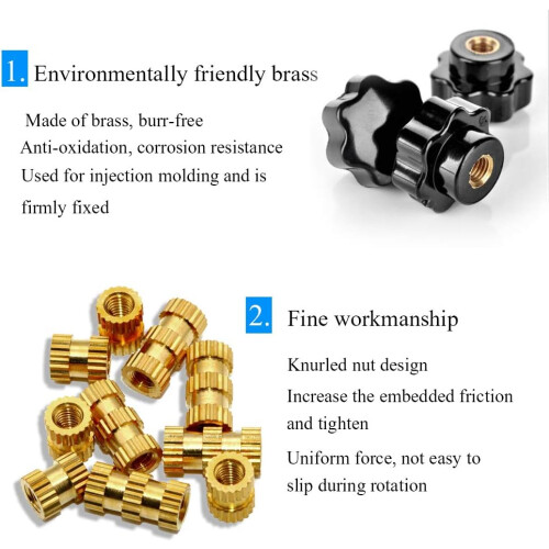 Metric Knurled Nuts Threaded Inserts Assortment, High Quality Brass for Robust3D Printing Components 2