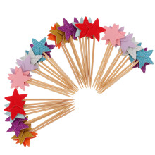 50 Unidades Topos De Bolo Pentagramas Em Papel Palitos Para Decoração