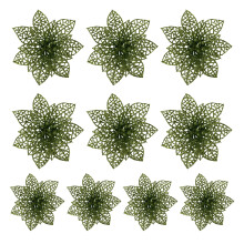 Ornamente de Crăciun artizanale cu sclipici Poinsettia, Flori artificiale premium cu sclipici pentru pachete multiple de Poinsettia, Decorațiuni