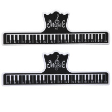 2pcs Music Note Plastic Page Holders Lightweight Reusable Performance Accessories for Musical Instruments (BLACK)