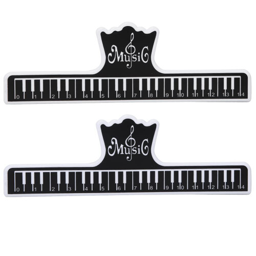2pcs Music Note Plastic Page Holders Lightweight Reusable Performance Accessories for Musical Instruments (BLACK)