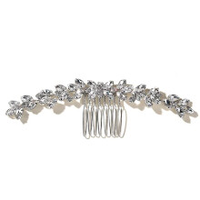 Silvercolored floral hair comb, jewelry for girls, handmade, alloy, pearl hairpin