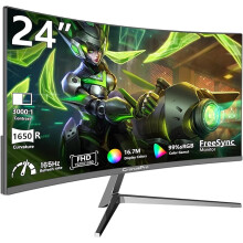 24 Inch Curved Gaming Monitor, FHD 1080P, 165Hz Refresh Rate, 1ms Response Time, 1650R Curvature, AMD FreeSync,HDMI
