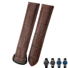 Cowhide Leather Watch Strap for Omega Seamaster 300 Speedmaster Watch Bands 21mm 20mm 22mm Brown / Black 21mm
