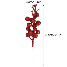 Fructe de pădure cu sclipici de Crăciun: Sclipici roșu elegant, Tulpini artificiale de fructe de pădure roșii pentru Crăciun, Ornamente de
