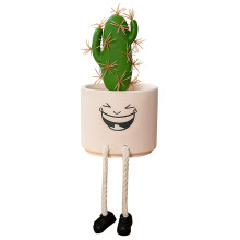 Hanging Face Planters, Resilient Plastic Planters with Hanging Legs for Lifelike Artificial Succulents, Decorative Plant Pots, Easy to Care for Home a