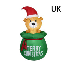 Decoración navideña inflable festiva con luces, oso de jardín de fácil inflado, figura navideña autoinflable para celebraciones en interiores y