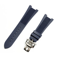 25mm Rubber Silicone Watch Band Folding Buckle Watch Strap for Patek Philippe Nautilus Series Bracelet Blue with Buckle 25mm