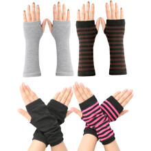 Calentadores de brazos para clima frío, manoplas elásticas de punto con diseño de puño elástico, guantes sin dedos de material suave para