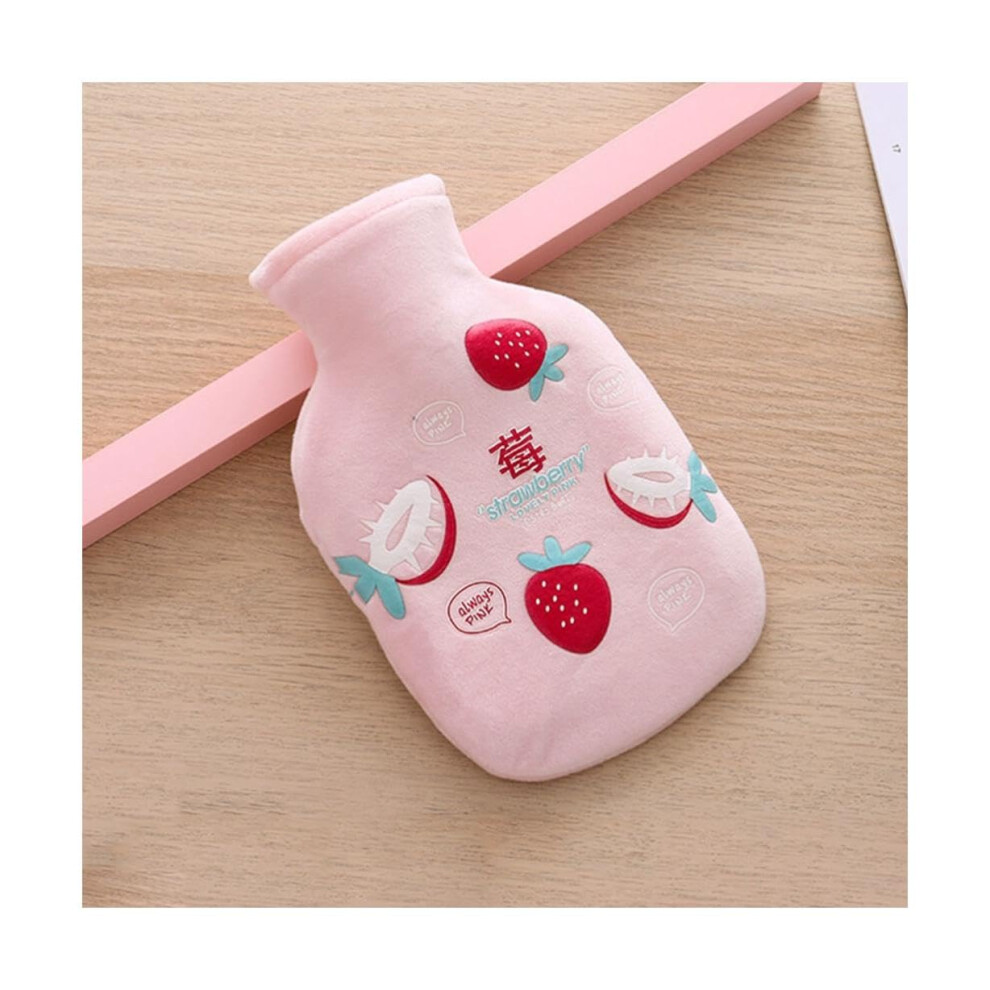 Mini Hot Water Bottle Filled Hot Bag 350ml/12.3oz Thermal Hot Bag Portable Cute Plush Hand Warmer Pink