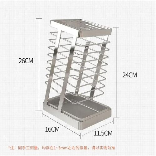 Stainless Steel Kitchen Knife Stand Large Capacity Storage Rack Tool Holder Silver 2