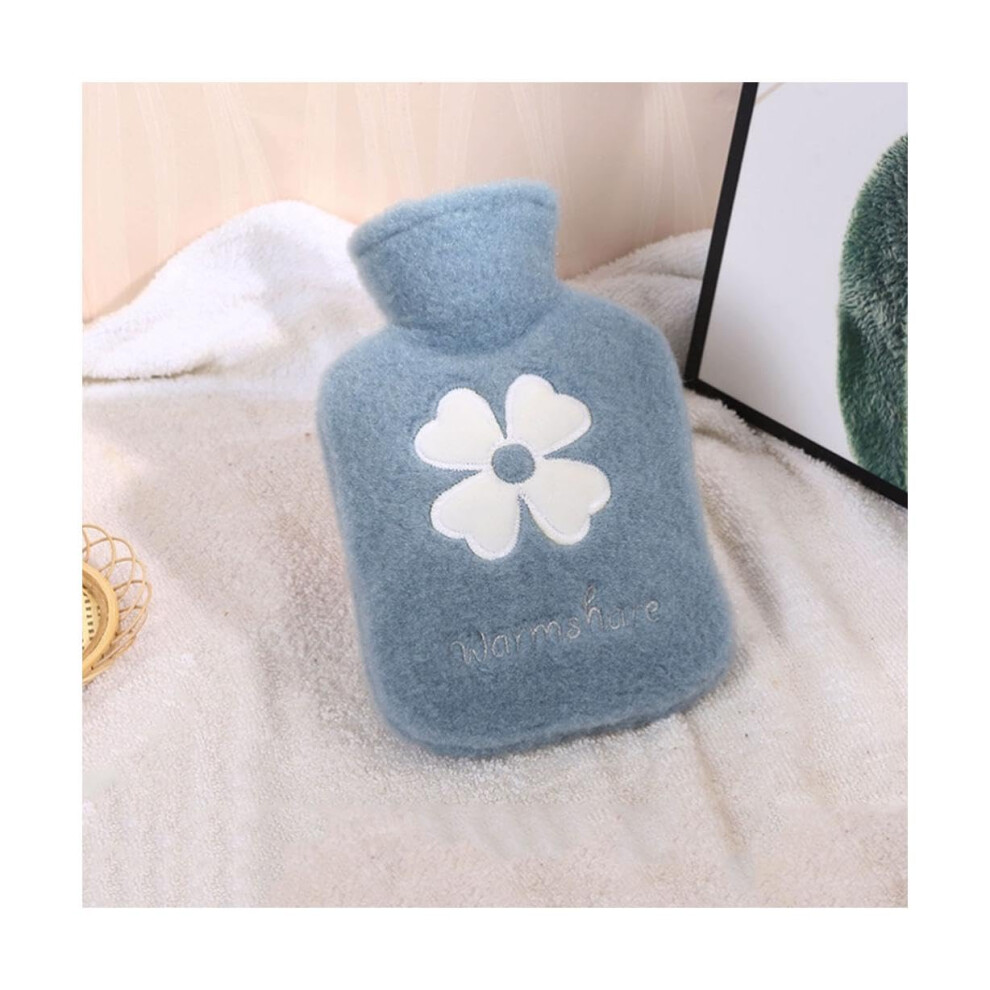 Winter waterfilled hot water bottle, hot compress, bed bottle, hot water bottle, cute hand warmer, plush heating pad, portable 500ml blue