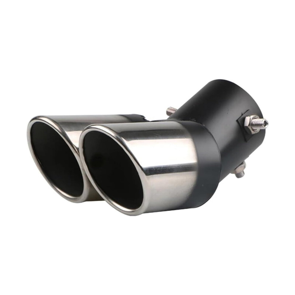Car Exhaust Pipe Dual Outlet Tailpipe Slant Rolled Edge Auto Muffler Modified Universal Fit 9119770260260
