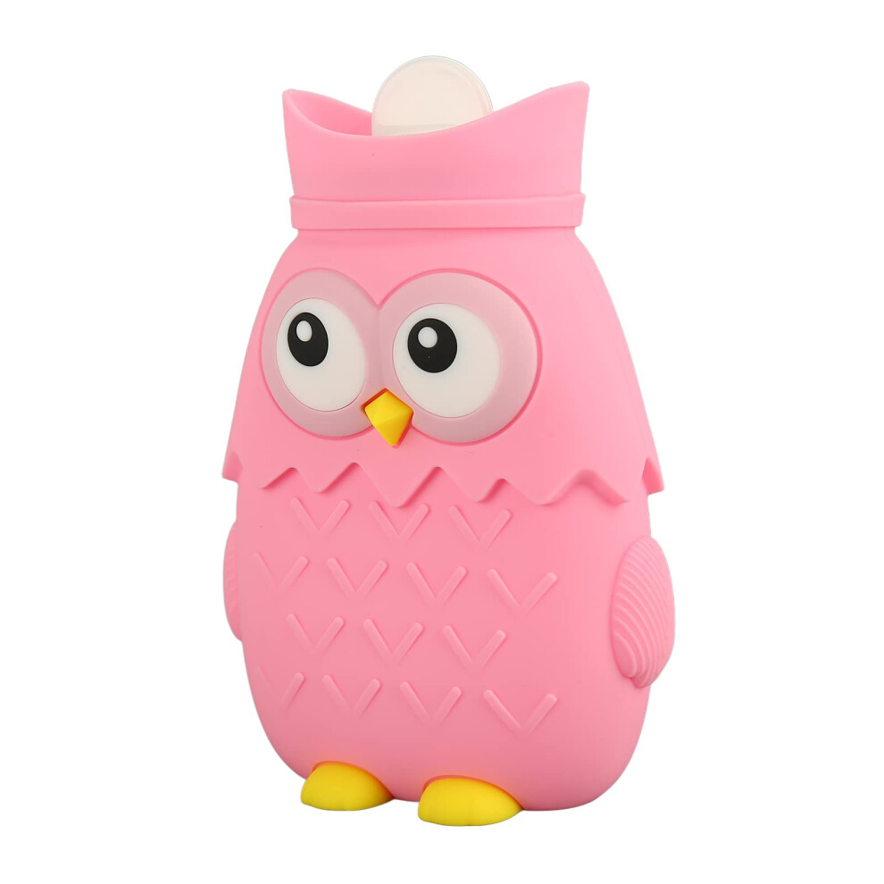 Thermal bottle, silicone cartoon hand warmer, heat preservation, portable, cute owl shape, heating pad, 400ml (pink)