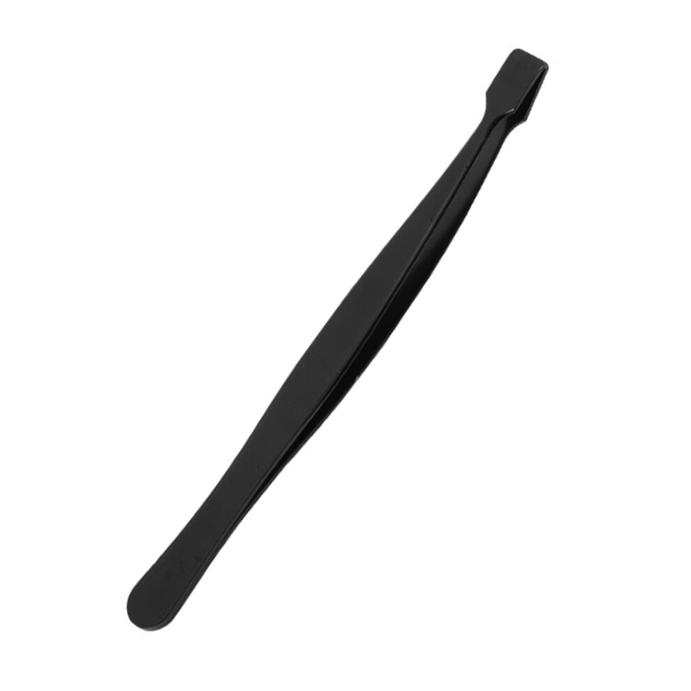 Black Eyelash Tweezers Ergonomic Flat Head Grafting Tool For Lower Lashes Nonslip Handle Professional Salon Essentials