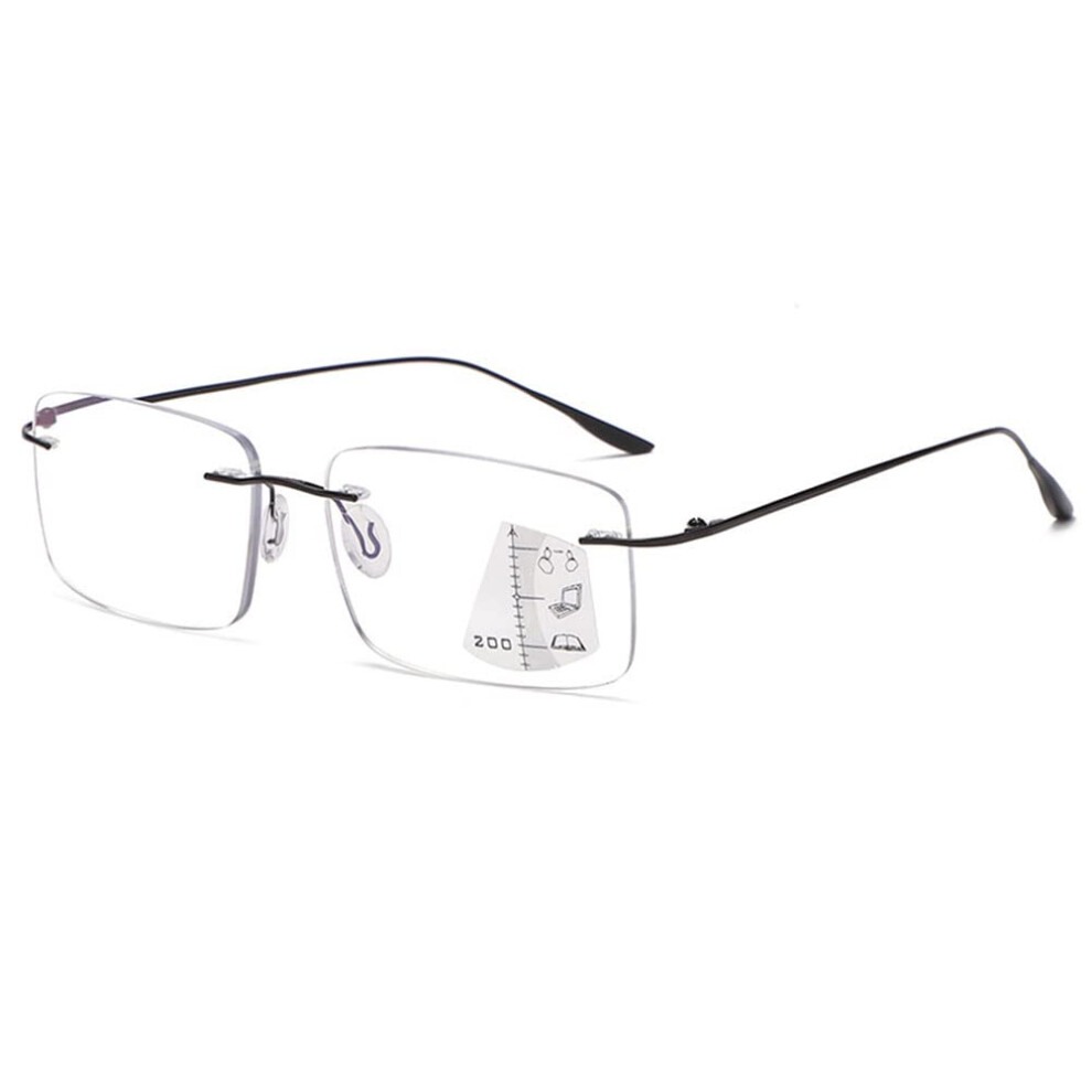 Blue/Light/Black Progressive Reading Glasses Titanium Ultra Multifocus Filter 1X