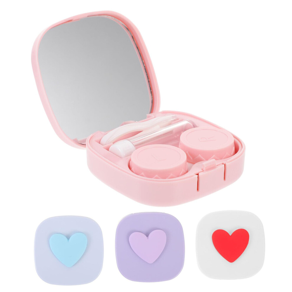 Set of 4 Contact Lens Organiser with Mirror, Portable, Leakproof, Pastel Colours