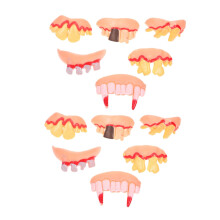12 Pieces Halloween Fake Teeth, Funny Party Props for Cosplay and Pranks, Including Zombie Teeth and More, Safe and Reusable for Spooky Fun