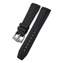 Longines Conquest HydroConquest L3 silicone rubber watch strap, waterproof watch band, pin/folding clasp, 19 mm, 20 mm, 21 mm black buckle. 20 mm.