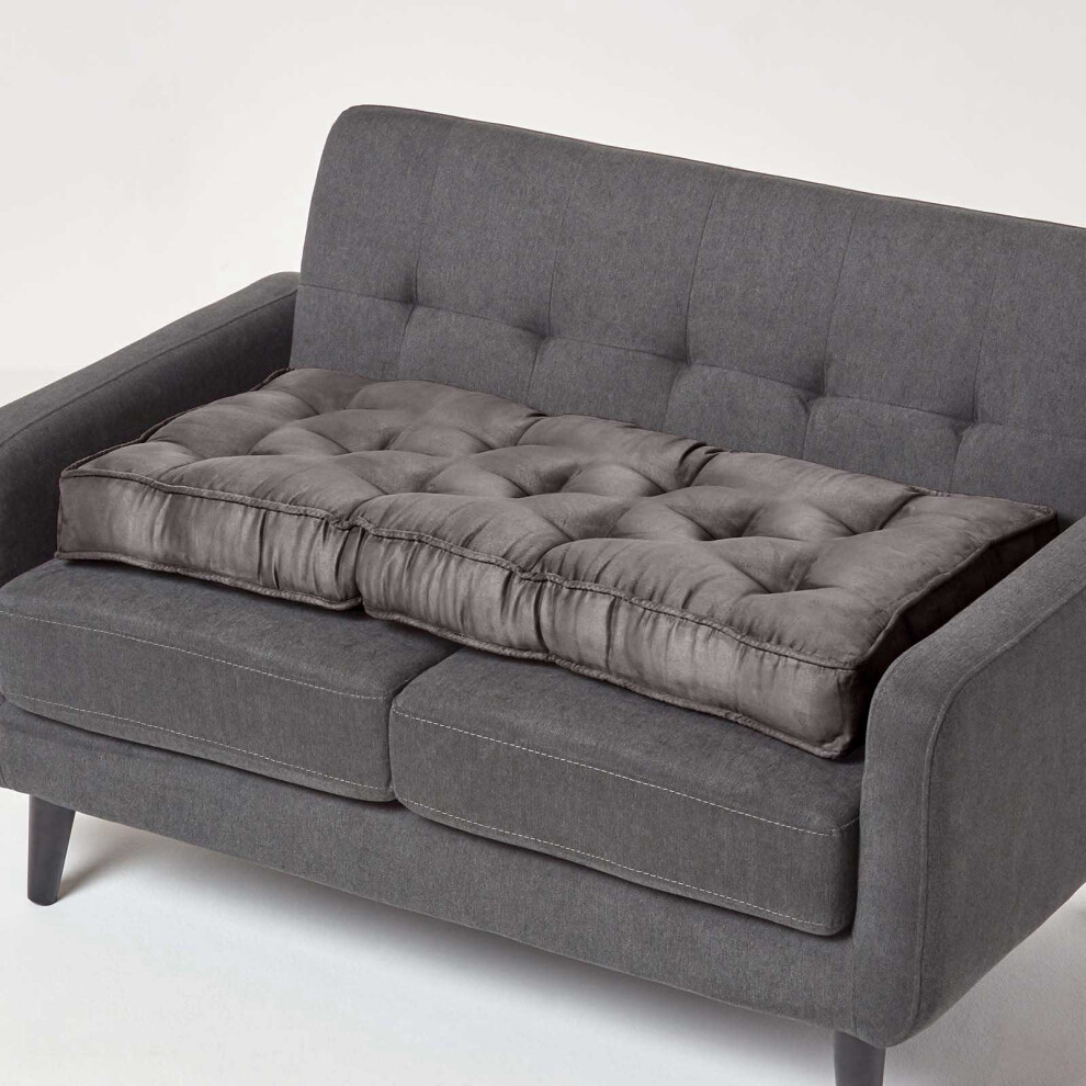Homescapes (Grey) Faux Suede 2 Seater Booster Cushion Grey