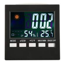 Digitální barevný displej meteorologické stanice pro vnitřní i venkovní použití, podsvícení pro viditelnost teploty a vlhkosti s