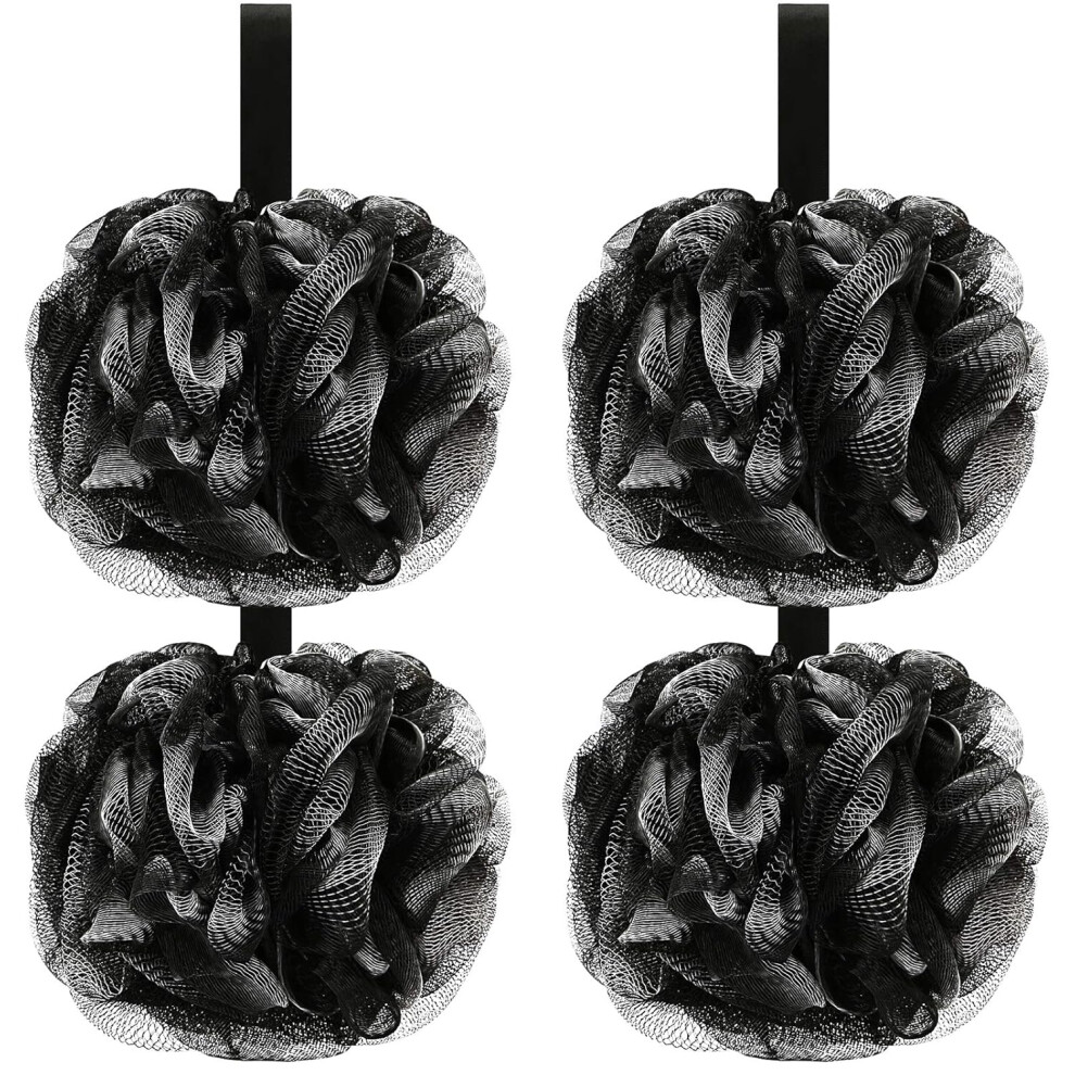 Soft Mesh Loofahs, Luxury Poufs For Deep Cleansing, Extra Large Body Scrubber Set, Soothing Exfoliation, Family Pack Of Exfoliating Shower Sponges