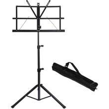 Music stand, 2in1, dualuse folding music stand, desktop book stand, portable and for laptop projector desktop book stand, black.