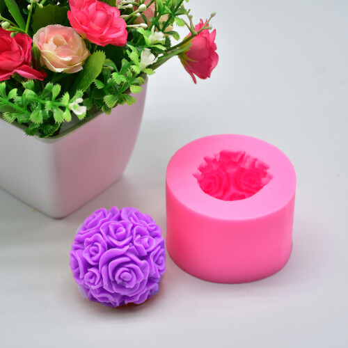 3D De Rosa Para Vela, Jabón, Bomba , Chocolate 2