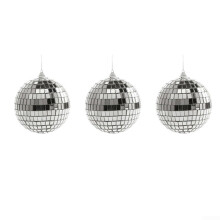 Christmas Tree Hanging Ornaments 8 Cm Glass Baubles Silver Mirror Disco Ball Design 6Piece For Home Decor And Wedding