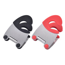 2 Stuks RVS Lepelhouder Hittebestendig Rubber Panclip Rood Zwart