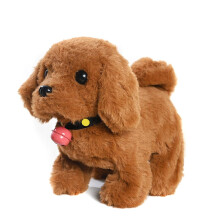 ISKAEN Electronic Pet Dog Plush Toy Realistic Running and Barking Interactive Companion Puppy Toy, Gift for Boys Girls Aged 36, Dark Brown